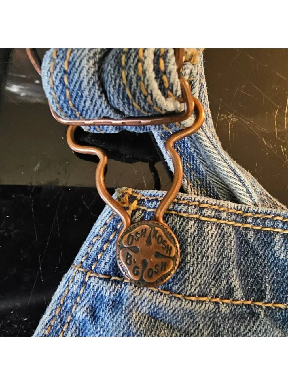OshKosh Bgosh Denim Overall Dress Toddler 24M Vintage Style Heart Design